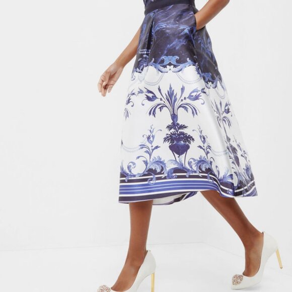BNWT Ted Baker London Persian  Blue  Full Skirt - Picture 2 of 16